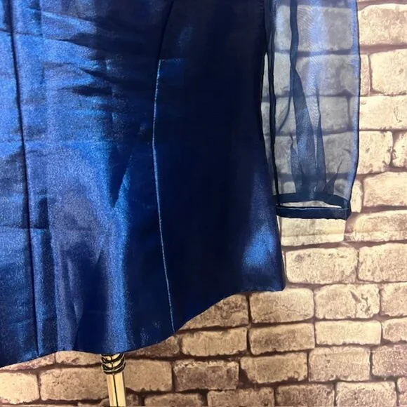 Alex Evenings Blue Shimmer 3/4 Sleeve Blouse Size 1X - Picture 7 of 9